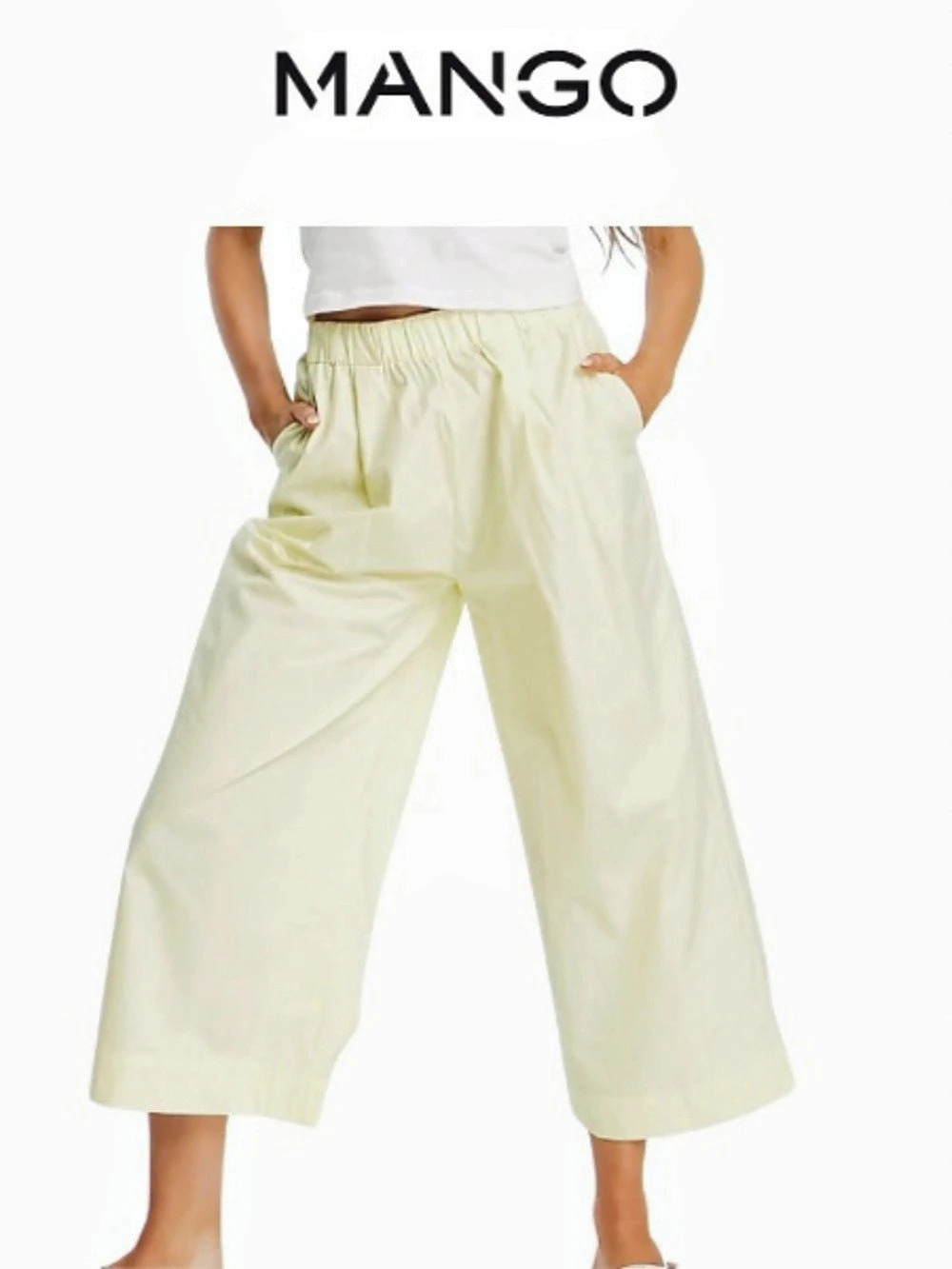 Mango Wide Leg Pants in Yellow